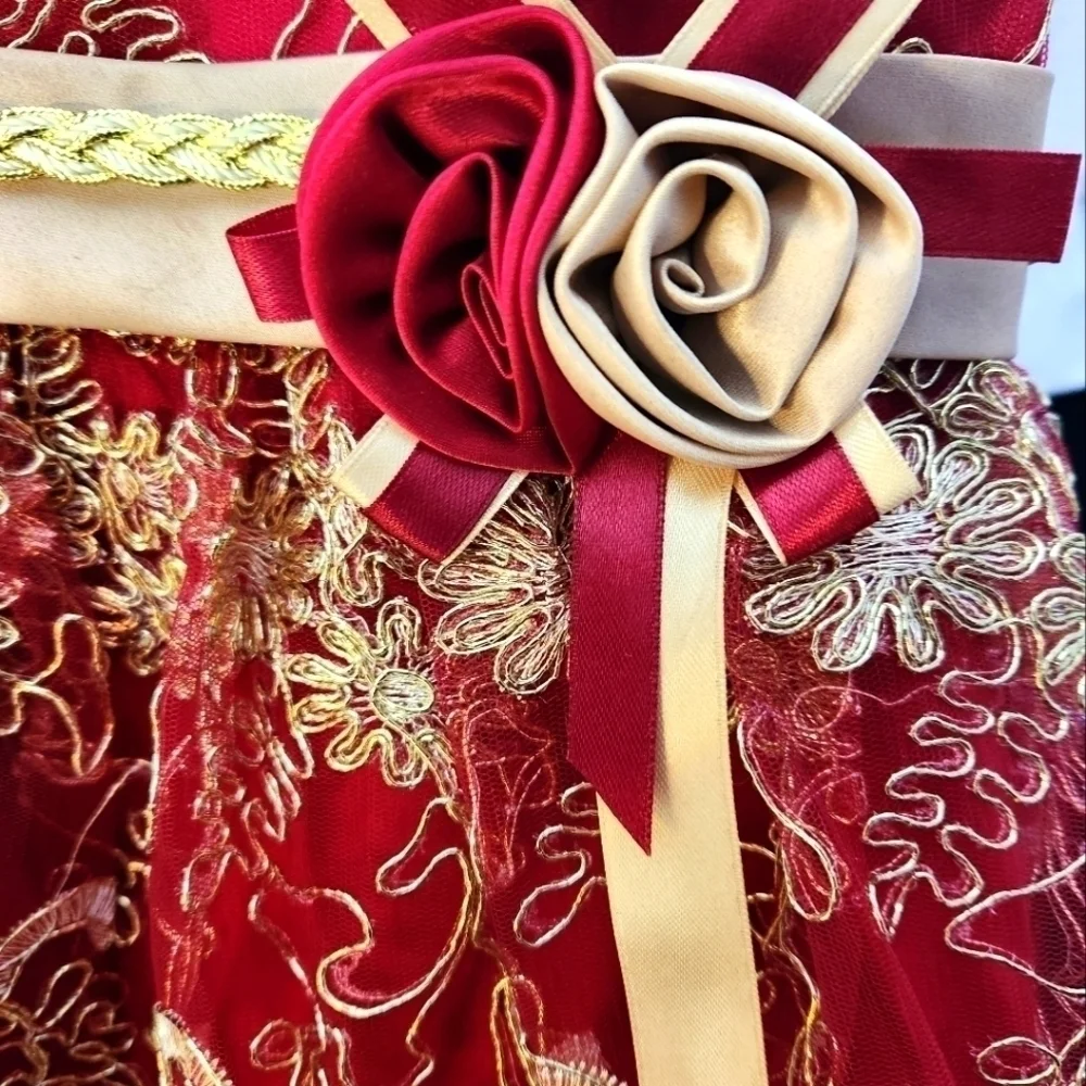 NWT Burgundy/red and gold dress. Size 4T